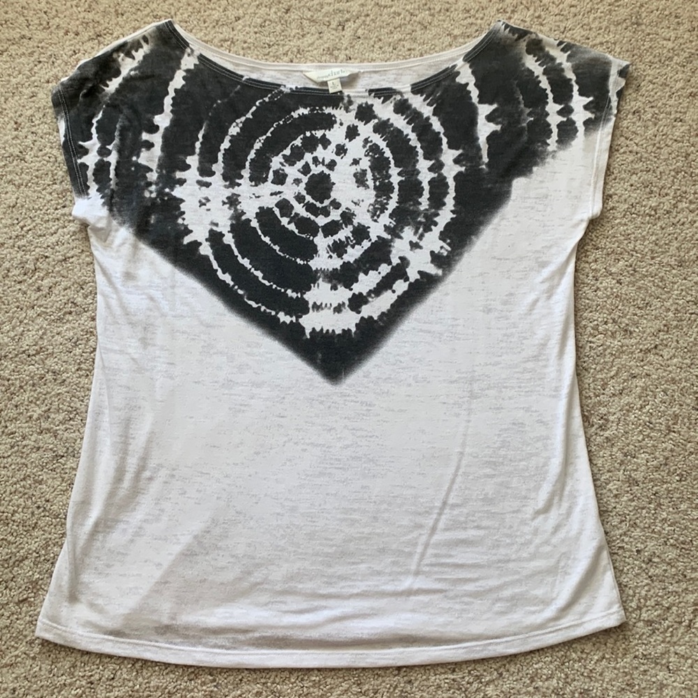 Gray and White Tie-dye Slouchy T-shirt